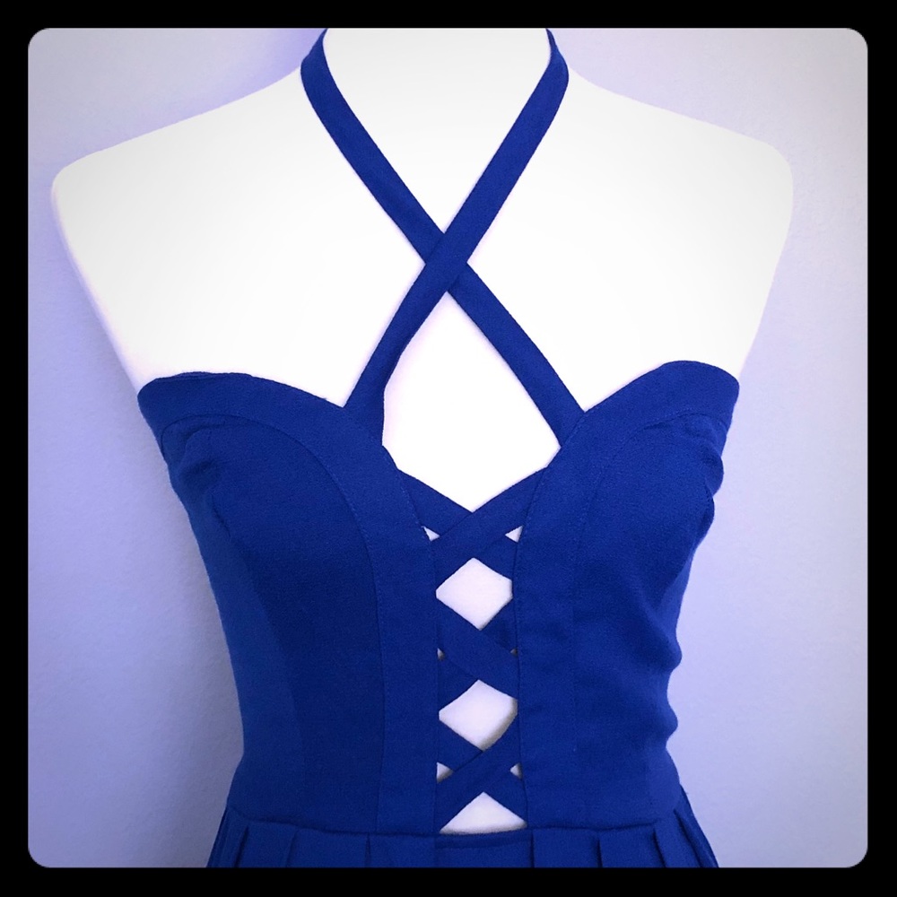 NWOT Free People Blue Criss Cross Maxi Dress